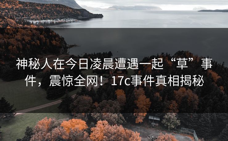 神秘人在今日凌晨遭遇一起“草”事件，震惊全网！17c事件真相揭秘