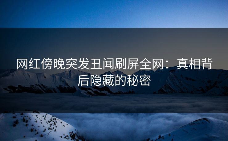 网红傍晚突发丑闻刷屏全网：真相背后隐藏的秘密