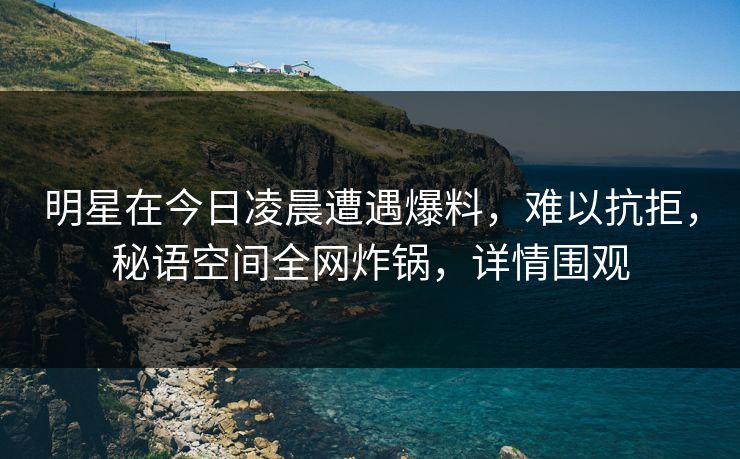明星在今日凌晨遭遇爆料，难以抗拒，秘语空间全网炸锅，详情围观