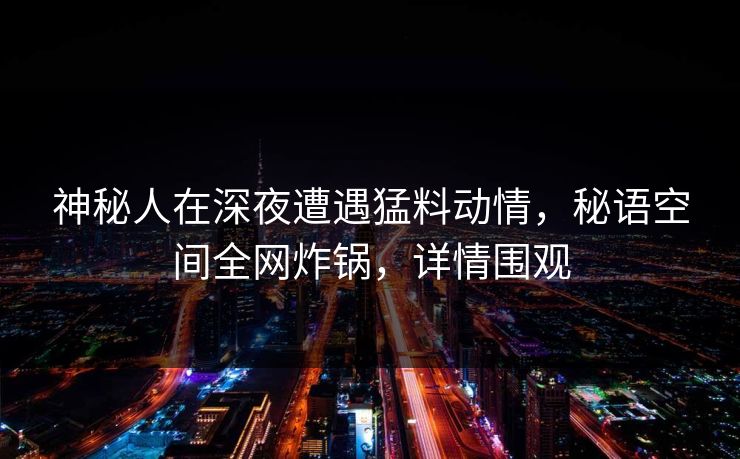 神秘人在深夜遭遇猛料动情,秘语空间全网炸锅,详情围观 神秘人在深夜遭遇猛料动情,秘语空间全网炸锅,详情围观