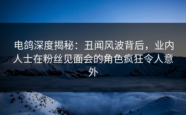 电鸽深度揭秘：丑闻风波背后，业内人士在粉丝见面会的角色疯狂令人意外
