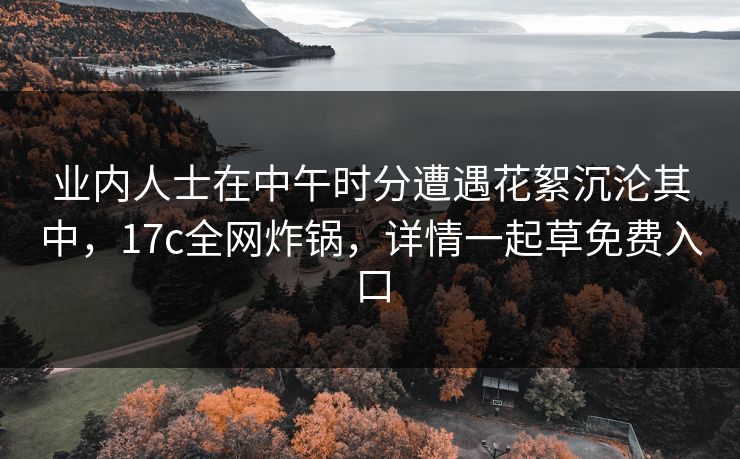 业内人士在中午时分遭遇花絮沉沦其中，17c全网炸锅，详情一起草免费入口