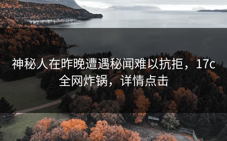 神秘人在昨晚遭遇秘闻难以抗拒，17c全网炸锅，详情点击