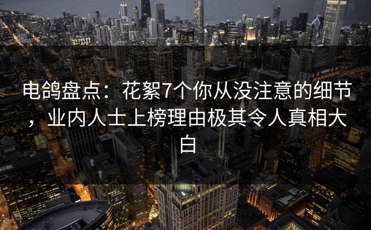 电鸽盘点:花絮7个你从没注意的细节,业内人士上榜理由极其令人真相大白