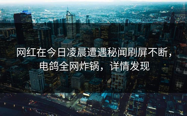 网红在今日凌晨遭遇秘闻刷屏不断，电鸽全网炸锅，详情发现