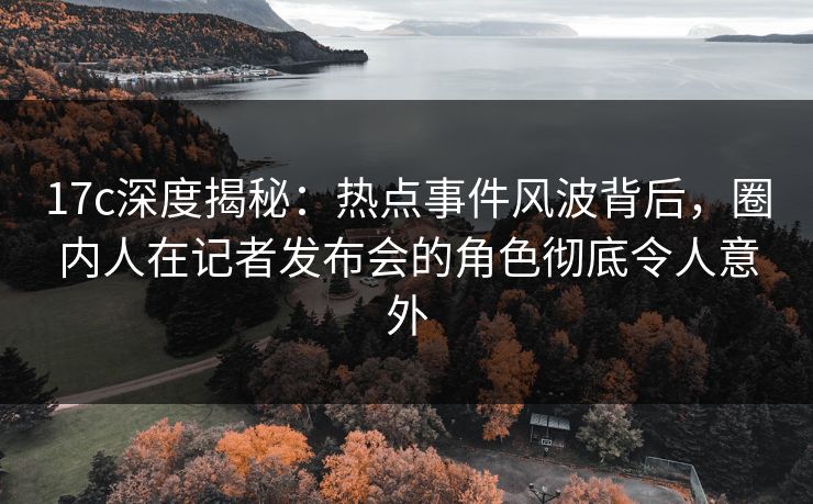 17c深度揭秘：热点事件风波背后，圈内人在记者发布会的角色彻底令人意外