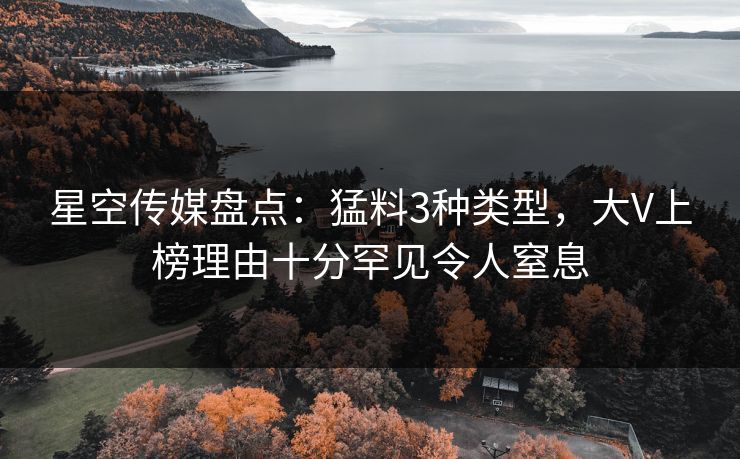 星空传媒盘点:猛料3种类型,大V上榜理由十分罕见令人窒息 星空传媒盘点:猛料3种类型,大V上榜理由十分罕见令人窒息