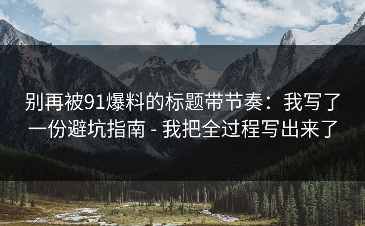 别再被91爆料的标题带节奏：我写了一份避坑指南 - 我把全过程写出来了