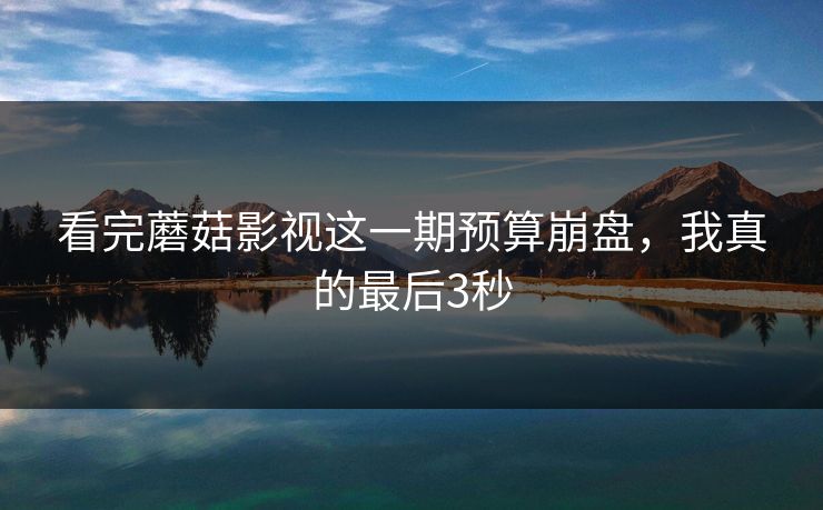 看完蘑菇影视这一期预算崩盘,我真的最后3秒